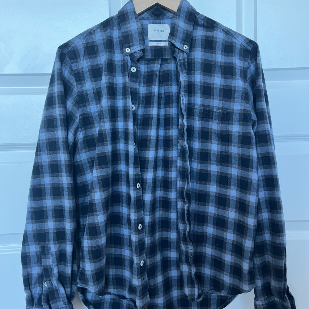 Billy Reid Men's Blue Plaid Shirt